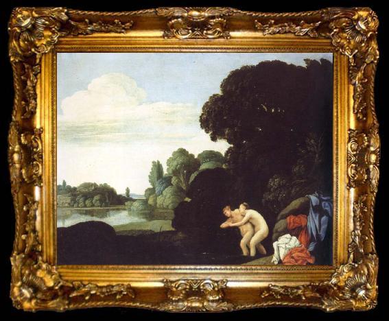 framed  Carlo Saraceni landscape with salmacis and hermaphroditus, ta009-2
